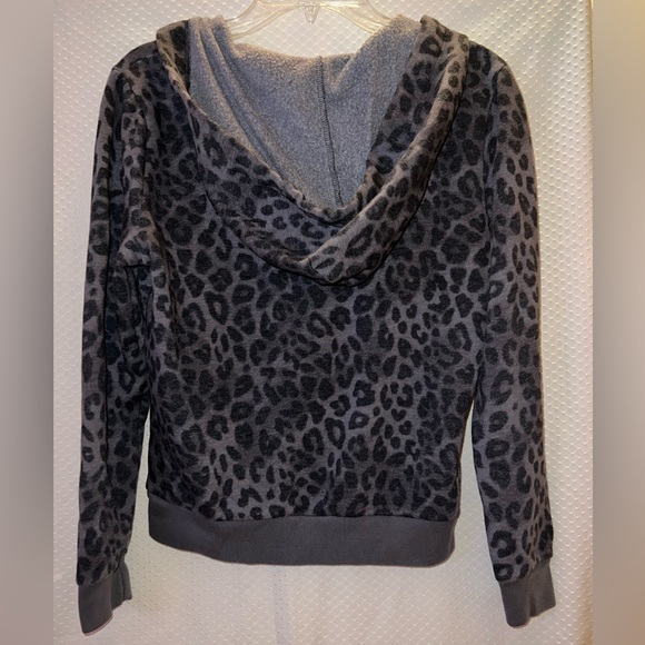 PINK Cheetah Quarter Zip Hoodie-Size Extra Small-Black/Gray - Picture 2 of 2